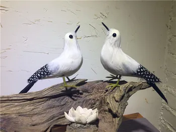 pora mielas modeliavimas baltas paukštis modelius, plastikiniai & kailiai naujų paukščių lėlės dovana, apie 20cm 0657