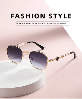 klasikinis mažas rėmo ovalo formos akiniai nuo saulės vyrams, Prekės Dizainas Metalo aukštos kokybės Vyrai turas saulės akiniai moterims Derliaus
