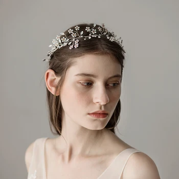 O353 Grakštus Grynas Gėlių Hairpieces karališkosios nuotakos vestuvių vinjetė katedra vestuvių hairband lankelis