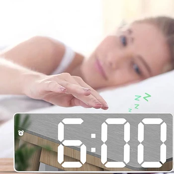 Akrilo/ Veidrodis, Žadintuvas LED Skaitmeninis Laikrodis, Valdymas Balsu Atidėjimo Laiką Temperatūros Ekranas Naktinis Režimas Reloj Despertador Skaitmeninis