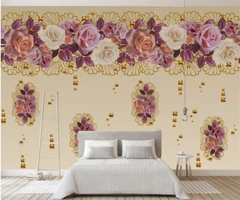 Tinkinti tapetai Šiaurės šalių mados aukso rožė svetainė, miegamasis hotel dekoratyvinės tapetų papel de parede 3d