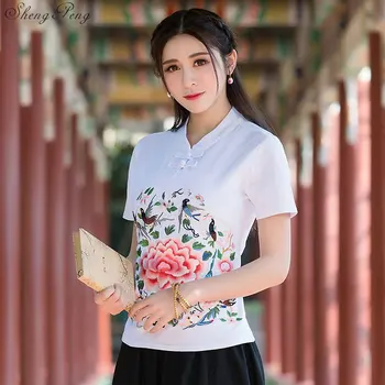 NAUJA vasaros drabužių kinijos tradicinės cheongsam viršuje rytų kinijos viršuje tradicinės kinų drabužiai moterims Q319
