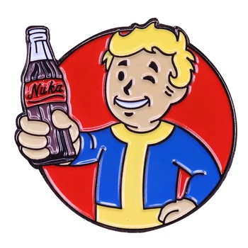 Fallout Vault Boy iki dugno sodos butelis atlapas pin funny gamer papuošalai