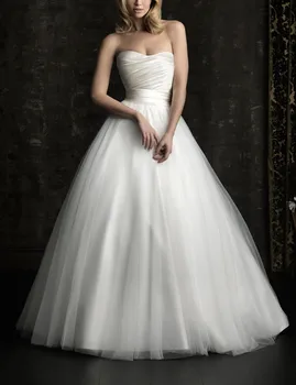 Linijos Tiulio Paprasta Balta Vestuvinė Suknelė Naujas Dizainas Vestuvių Suknelės Karšto Pardavimo Chalatas De Mariee SRAUTAI 2040 Plius Vestido De Noiva