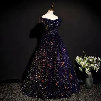 Prabangių Nuo Peties Prom Dresses Blizgančiais Duobute Vakaro Suknelė Moterims, Chalatai De Soirée Elegantiškas Blizgančių Kamuolys Suknelė 2022