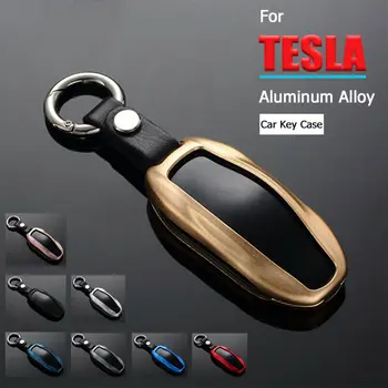 1Pcs Prabanga Aliuminio Lydinio Automobilio Raktas Fob Kišenės Padengti Raktų pakabukas Su Keychain Už Tesla Model 3/S