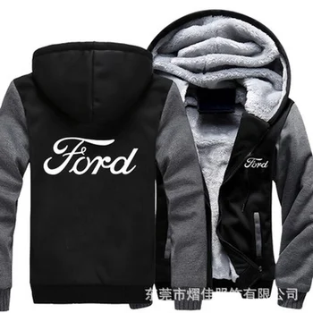2022 m. Žiemos Hoodies Vyrų Ford Logotipas Striukė Tirštėti Šiltu Vilnos, medvilnės Užtrauktukas Raglan Kailis Vyrų Kostiumai