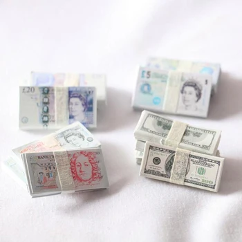 5 Ryšulius 1:12 Miniatiūriniai Lėlių Žaisti Pinigų Mini Lėlių Namas Banknotų Lėlių Lipdukai