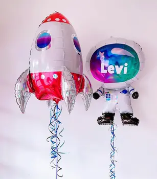 Kosmoso Ballooons Raudona kosminis Laivas Folija Balionai Astronautas Kolbų Kosmoso Tema Planetos Galaxy Gimtadienio Dekoro Baby Shower