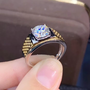 Naujas raumenų stiliaus mirksi moissanite žiedas vyrams žiedas blizga geriau nei deimantų nekilnojamojo 925 sidabro gimtadienio dovana vestuvinis žiedas