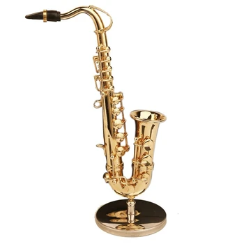 Vario Miniatiūriniai Tenoras Saksofonas Su Stovu Ir Byla Mini Muzikos Instrumentas, Miniatiūriniai Lėlių Namelio Modelio Namų Puošybai