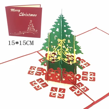 Kalėdų Eglutė 3D Pop-Up Atvirukai Su Paketas, pjovimas Lazeriu Linksmų Kalėdų Atvirukai Nauja Kortelė Kalėdų Šalis Apdaila