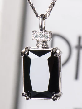 Juodas cirkonis Black Diamond， pakabučiai moterų， suporuoti pakabučiai，925 sterlingas sidabro karoliai moterų，kpop helovinas papuošalai