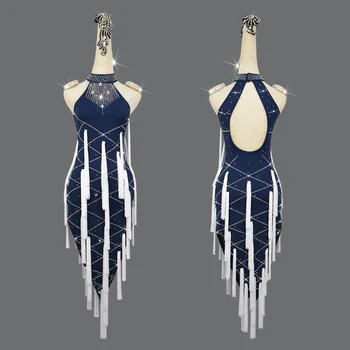 Nauja mėlyna lotynų Šokių Suknelė Konkurencijos Kostiumai, Atliekanti Suknelės Suaugusiųjų Pritaikyti Vaikams kutas cirkonio šokių Sijonas