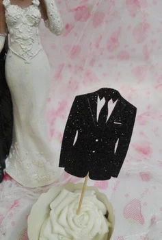 blizgučiai juoda jaunikis kostiumai Cupcake Užkandis rėžtuvės nuotakos dušas Vestuvės vestuvinis Bachelorette šalis, maisto susitvarko