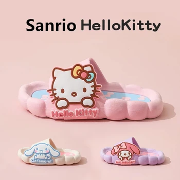 Kawaii Sanrio Šlepetės Mano Melodija Cinnamoroll Hello Kitty Animacinių Filmų Mielas Vonia Vasaros Sandalai Vaikus, Patalpų, Namų, Neslidžia