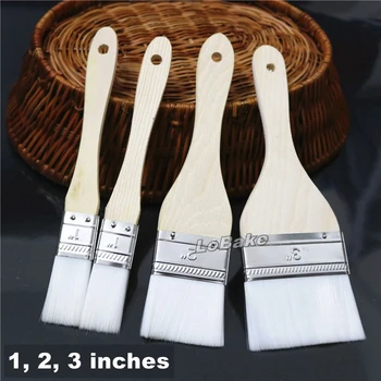 (3packs/set) 3 skirtingų dydžių 1 & 2 & 3 colių naujas maisto kokybės vilnos GRILIS grilis kepimo aliejus teptuku medinė rankena, kepimo įrankiai