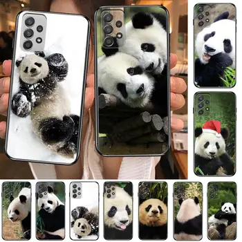 Super Mielas Panda Telefono dėklas Korpuso Samsung Galaxy A70 A50 A51 A71 A52 A40 A30 A31 A90 A20E 5G a20s Juoda Korpuso Meno Ląstelių Cove