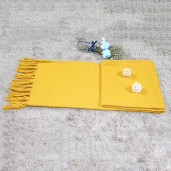 Paprasta Geltona vientisos spalvos megztas laisvalaikio antklodė sofa-lova, Biuro Plauko Skara Oro Kondicionavimo sistema Antklodės Lovos Antklodė