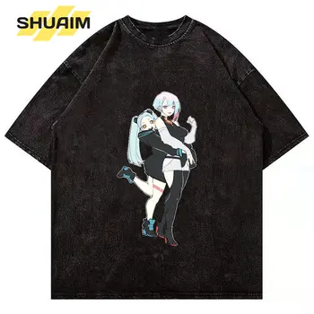 SHUAIM Anime Punk Spausdinti Vyrų T-Shirt Harajuku Medvilnės Marškinėlius Hip-Hop Plauti Streetwear trumpomis Rankovėmis Viršūnes Kailis 2023 Vasaros Marškinėliai