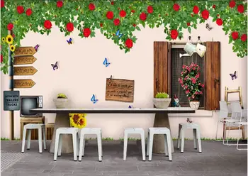custom freskos foto tapetai, 3d Mados langas gėlių pintais baras kavos parduotuvė kambarį Tapetai sienos į ritinius