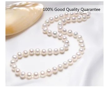MADALENA SARARA AAA Gėlavandenių Perlų Apvalios Formos Klasikinio Stiliaus Perlų Vėrinį 7.5-8mm 43cm su auskaru