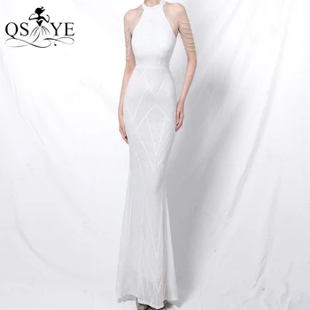 Apynasrio Kaklo Balto Vestuvių Suknelės Peties Zawalcowany Dirželis Undinė Ilgai Moters Suknelė Nuotakos Įrengtas Diamond China Nėrinių Nuotakos Suknelė