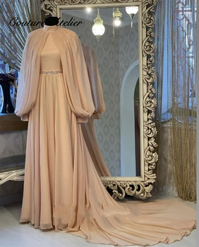 Musulmonų Sluoksniuotos Ilgomis Rankovėmis Vakaro Suknelės 2023 Artimųjų Rytų Oficialų Suknelė Ponios Suknelės Ypatingoms Progoms Linijos, Turkija, Arabų
