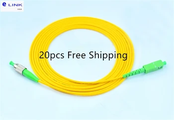 20pcs SC/APC-FC/APC SX fiber optic patch virvės Simplex Vienos rūšies 3.0 mm striukė geltona kabelis šviesolaidžių jumper nemokamas pristatymas